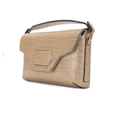 Harmonia Pochette - Shiny Stamped Crocodile Alabaster