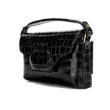 Harmonia Pochette - Shiny Stamped Crocodile Obsidian