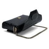 Harmonia Pochette - Shiny Stamped Crocodile Obsidian