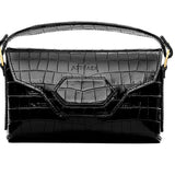 Harmonia Pochette - Shiny Stamped Crocodile Obsidian